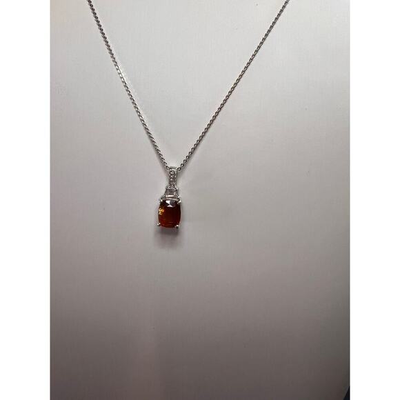 NEW tangerine kyanite and zircon pendant chain in rhodium over sterling silver - Picture 16 of 16